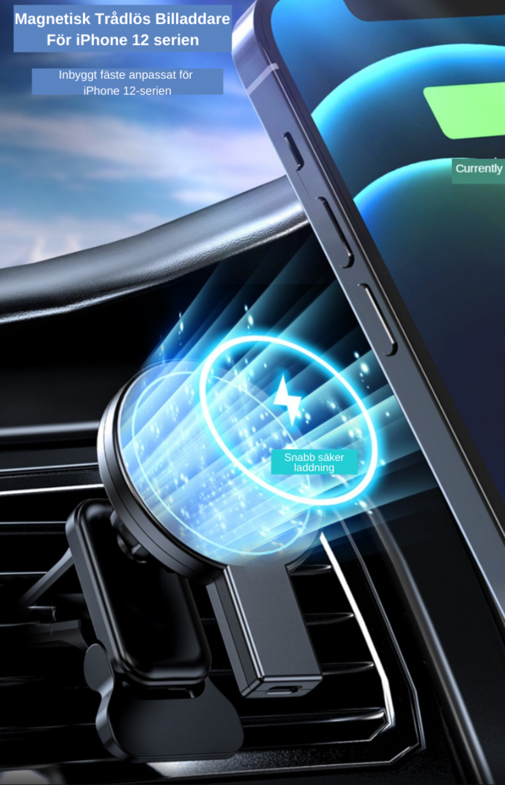 Magnetic Wireless Car Charger For iPHONE 12/13/14 SERIES